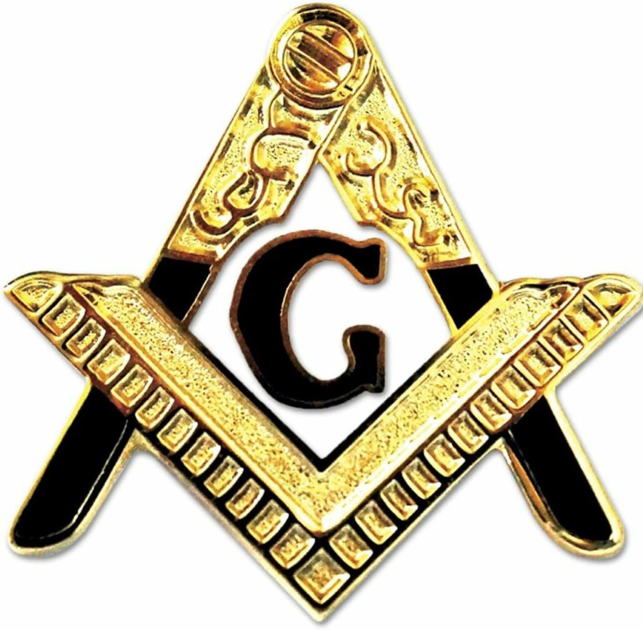 The Masonic Exchange Entered Apprentice Square & Compass Masonic Lapel Pin - [Gold & Black][1'' Tall] Hot