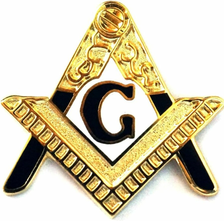 The Masonic Exchange Entered Apprentice Square & Compass Masonic Lapel Pin - [Gold & Black][1'' Tall] Hot