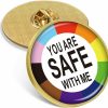 MIDLE 2/10/50/100Pcs You Are Safe With Me Pride Lapel Pins Bulk -Lgbt Transgender Rainbow Lesbian Biual Gay Progressive Pin Brooch Badge For Men Women Clothes Bags Hats Gift Wholesale