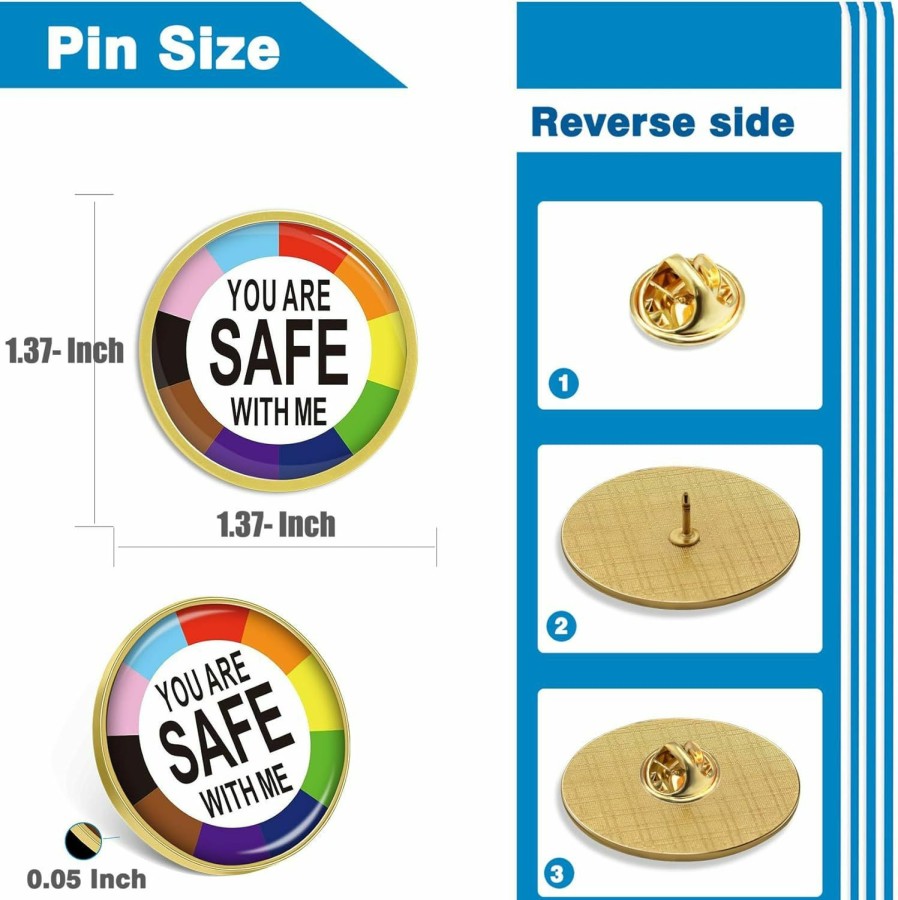 MIDLE 2/10/50/100Pcs You Are Safe With Me Pride Lapel Pins Bulk -Lgbt Transgender Rainbow Lesbian Biual Gay Progressive Pin Brooch Badge For Men Women Clothes Bags Hats Gift Wholesale