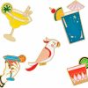 XUN Zhe 5Pcs Colorful Enamel Drink Lapel Pins Sets,Beach Lemon Juice Parrot Cocktail Badge Brooch Decoration For Clothes And Bags Accessories Hot