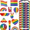 Bonuci 24 Pieces Pride Gay Rainbow Flag Lapel Pin With Rainbow Lgbt Pride Bracelet Rainbow Brooches For Women Adjustable Friendship Rainbow Wristbands Gay Pride Stuff Accessories For Backpacks Clothes Hot