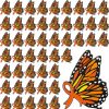 Riceshoot Riceshoot 50 Pcs Orange Awareness Ribbon Pin Leukemia Awareness Pins Butterfly Brooches Bulk Multiple Sclerosis Adhd Kidney Cancer Lymphoma Cerebral Cancer Orange Awareness Pin For Women Girls Clearance