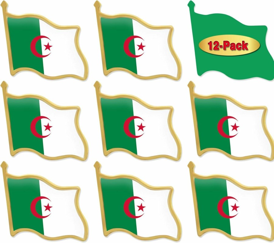 MIDLE 12/24/50/100Pcs Official Algeria Flag Pins Bulk - Metal Algerian National Lapel Pin Hot