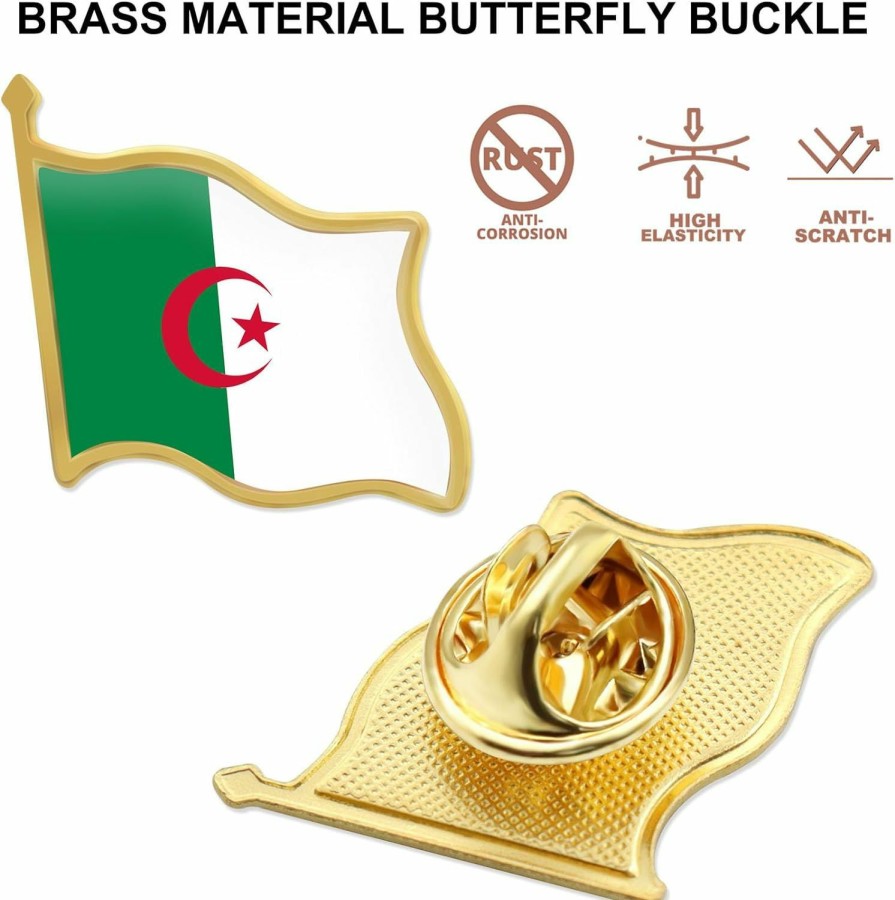 MIDLE 12/24/50/100Pcs Official Algeria Flag Pins Bulk - Metal Algerian National Lapel Pin Hot