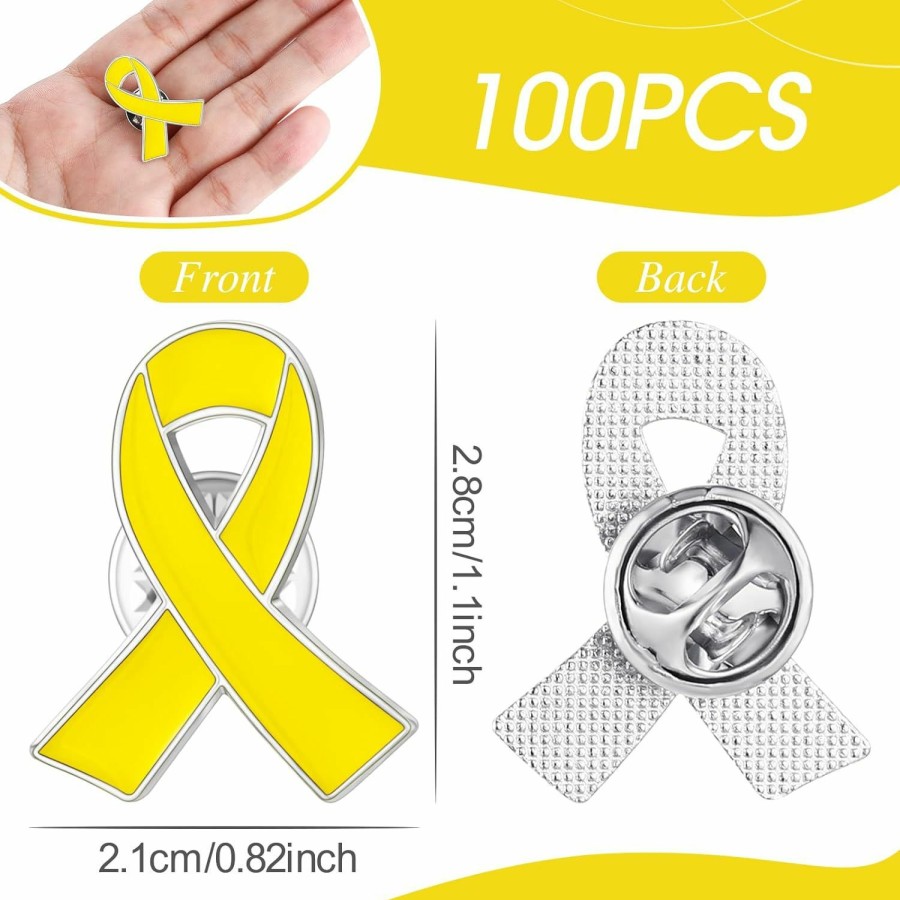 Sasylvia Sasylvia 100 Pcs Yellow Ribbon Lapel Pin Childhood Cancer Endometriosis Bone Cancer Awareness Ribbon Brooch With Individual Packed For Public Charity Fundraiser Events Supplies Gifts Online