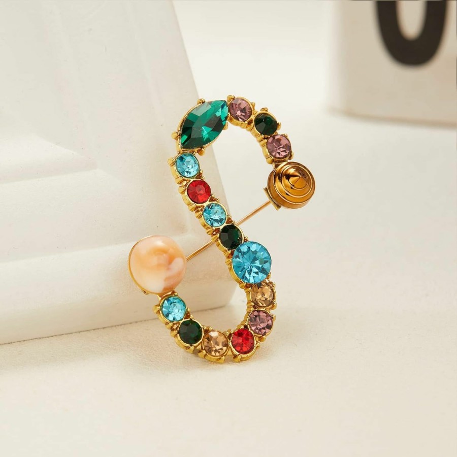 RINHOO Rinhoo Pearl Initial Brooch Pin Crystal A-Z 26 Alphabet Letters Brooch Colorful Enamel Breastpin Pin Jewelry For Women Girl Gifts New