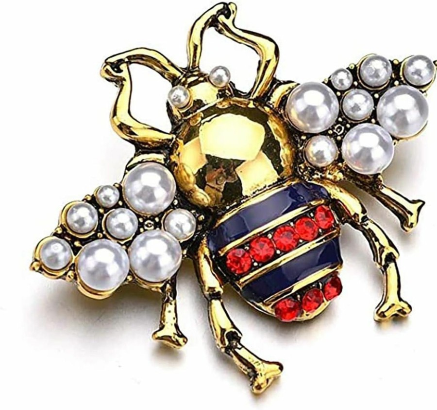 FAMOORE 2 Pack Rhinestone Pearl Bee Brooch Pins Honey Bee Pendant/Brooch Fashion Crystal Insect Pins Online