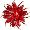 Xkoligei Rhinestone Sunflower Brooch Pin For Women Red Black Purple Large Flower Brooch Marquise Wreath Brooches Jewelry Gifts For Women Girls Teenagers New