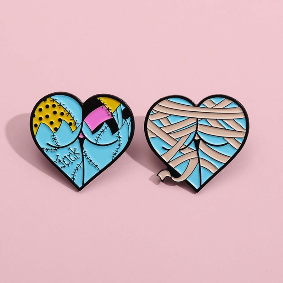 Gillna Colorful Halloween Enamel Pins Set, Custom Horror Heart Enamel Brooch Pins For Women Gothic Heart Lapel Badge For Clothes Backpacks Clearance