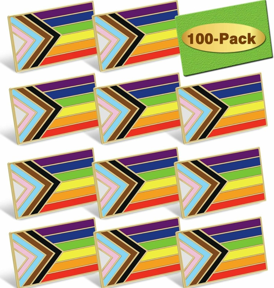 MIDLE 2/12/50/100Pcs New Progress Pride Lapel Pins Bulk- Lgbt Transgender Rainbow Lesbian Biual Gay Progressive Pin Brooch Badge For Men Women Clothes Bags Hats Best