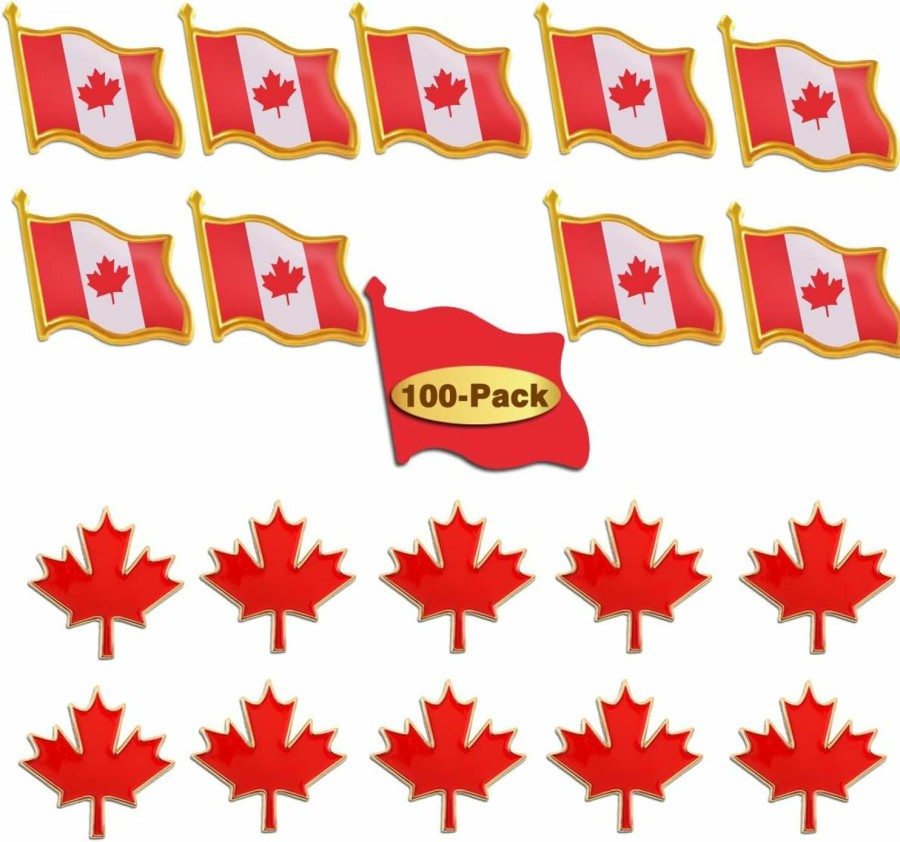 MIDLE 20/50/100Pcs Canada Flag Pins Bulk Enamel Souvenir- Metal Candian Maple Leaflapel Pin Brooch Badge For Men Women Clothes Bags Hats Hot