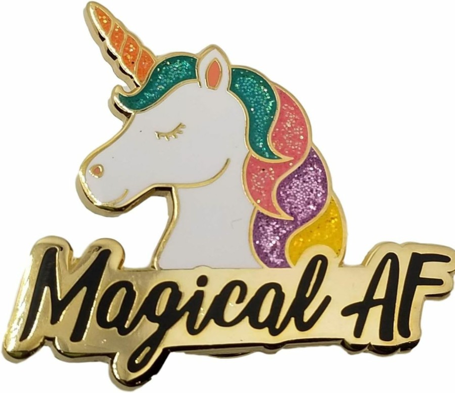 Stickeroonie Stickeroonie Magical Af Unicorn Enamel Lapel Pin, Cute & Funny Glittery Rainbow Unicorn, 1.4 Inches Best