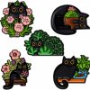 Gillna Cats Hidden In Potted Plants Enamel Pins Set, Cute Black Cat Pins For Women Kids, Animal Enamel Brooch Badges Pins For Bags Clothing Online