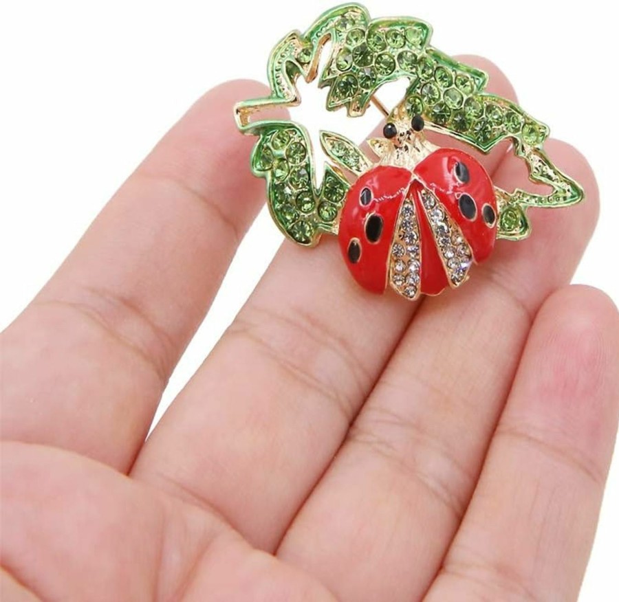 Apol Set Of 9 Lovely Little Ladybug Brooch Women'S Crystal Rhinestone Brooch Pins Party Gift Jewelry Accessories Wholesale