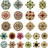 MEEJOA Lot 24Pc Mixed Color Rhinestone Crystal Flower Brooches Pins Clearance