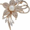 GUMEGE Rhinestone Pearl Flower Brooch Femininity Brooch Art Brooch Flower Brooch Pin Sweater Accessories For Women, Girls, Ladies Online