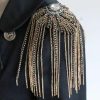 Qlavoca Rhinestone Tassel Shoulder Epaulet Long Chain Fringe Blazer Shoulder Badge Stage Performance Uniform Epaulette Brooch Pin For Men And Women Online