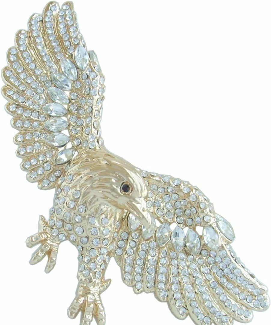 Animal Brooch-Sindary Jewelry Sindary Unique 3.15\" Eagle Brooch Pin Enamel Brooch Rhinestone Crystal Pendant Bz4717 Best