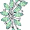 Bling Jewelry Fashion Large Aqua Green Marquise Crystal Statement Leaf Brooch Pin For Women For Mother Silver Plated Brass Hot