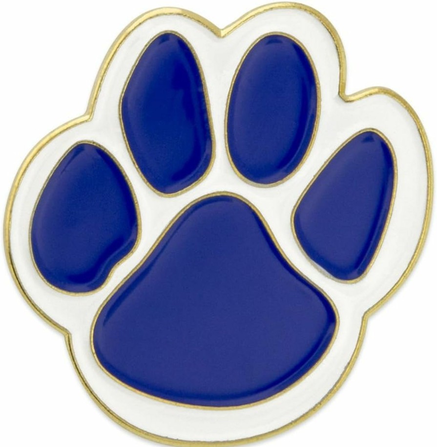 PinMart Pinmart'S Blue And White Animal Paw Print School Mascot Enamel Lapel Pin Online