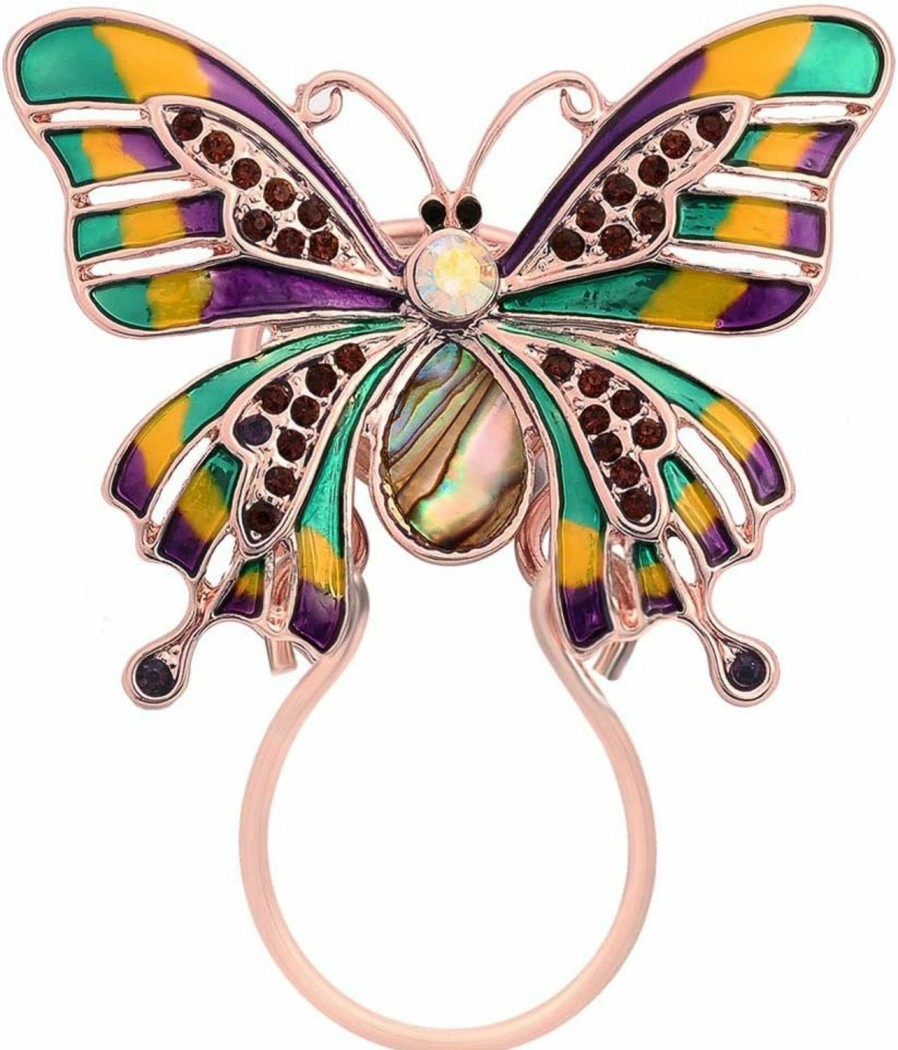 SENFAI Senfai Enamel Colorful Butterfly Abalone Shell Crystal Magnetic Eyeglass Holder Brooch And Pin Best