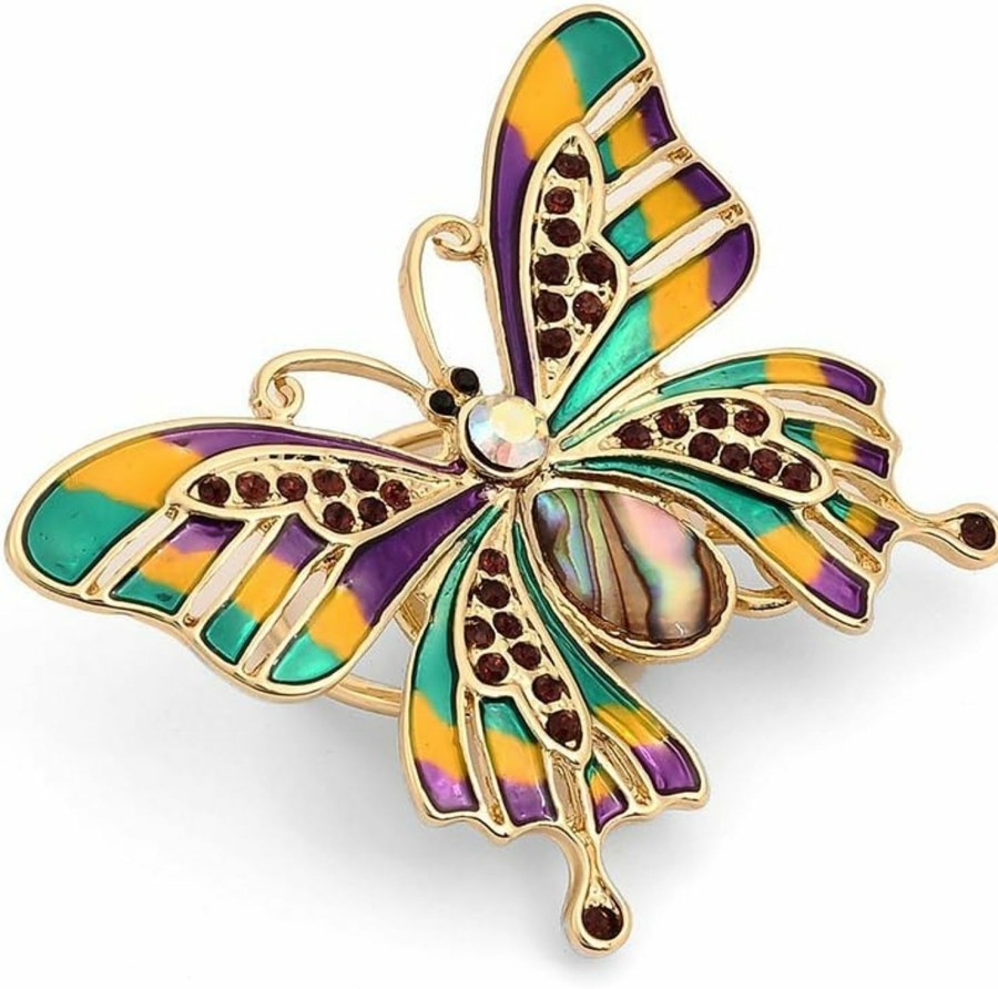 SENFAI Senfai Enamel Colorful Butterfly Abalone Shell Crystal Magnetic Eyeglass Holder Brooch And Pin Best