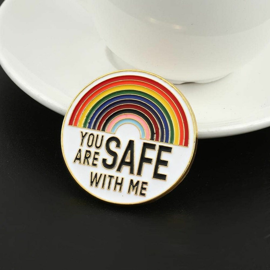 tenghong2021 You Are Safe With Me,Enamel Pins,Rainbow Brooch Lapel Pin,Nurse Doctor Medical Students Police Pins, Funny Cute Badge Jewelry Gift Online