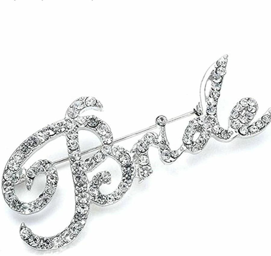 Fuqimanman2020 Rhinestone Crystal Bride Brooch Pin Dainty Bride Letter Wedding Lapel Pin Bridal Jewelry Wholesale