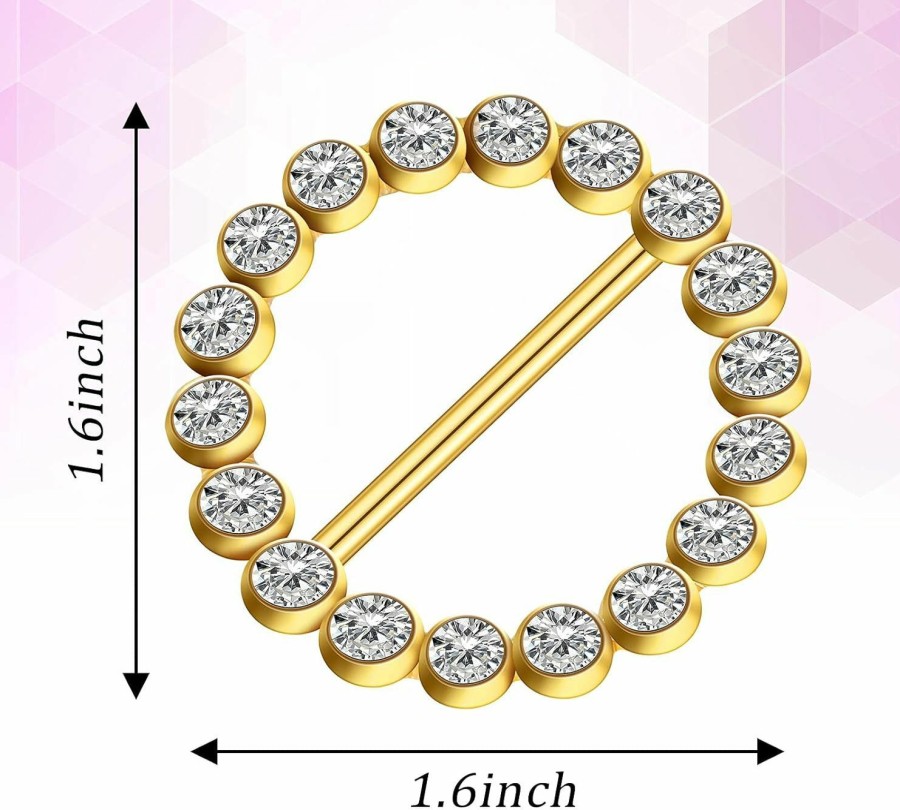 WILLBOND Willbond 10 Pieces Scarf Ring Clips Waist Buckle Clip T-Shirt Tie Pin For Women Bling Rhinestone Shirt Ties Clips For Women Fashion Metal Circle Buckle For Clothes Hat Belt Decor Best