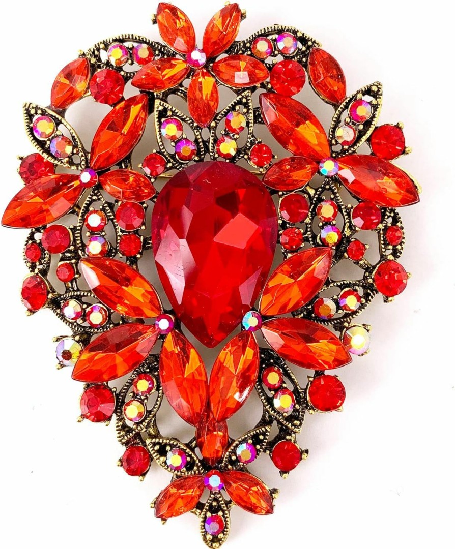 SELOVO Selovo Leaf Bouquet Scarf Big Brooch Pin Broach Crystal Jewelry Best