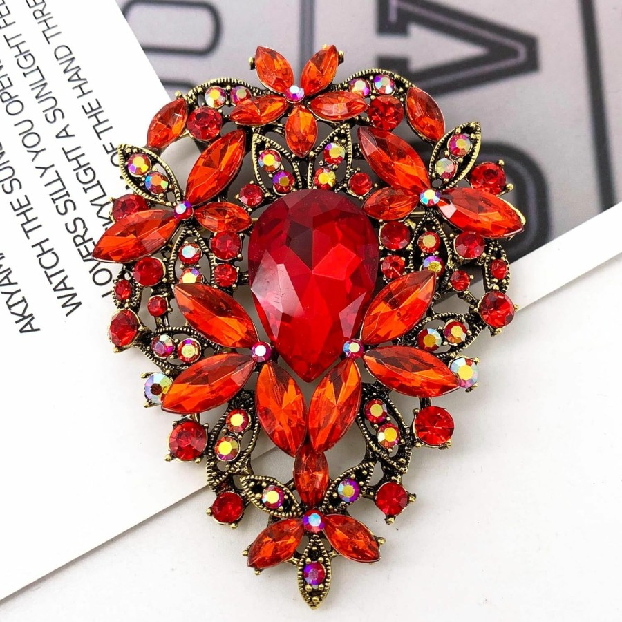 SELOVO Selovo Leaf Bouquet Scarf Big Brooch Pin Broach Crystal Jewelry Best