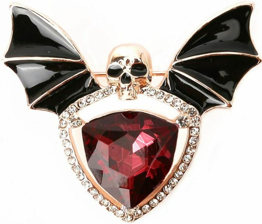 GYAYU Skull Enamel Pins,Gothic Batwing Rhinestone Crystal Brooch Pins For Women Girls Hot