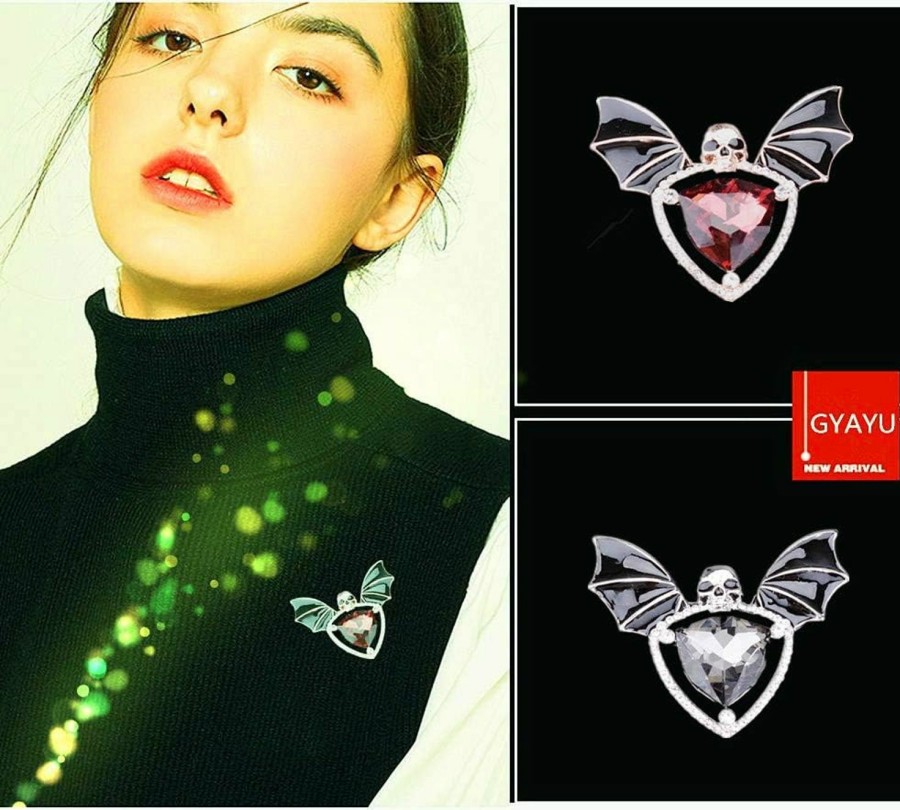 GYAYU Skull Enamel Pins,Gothic Batwing Rhinestone Crystal Brooch Pins For Women Girls Hot