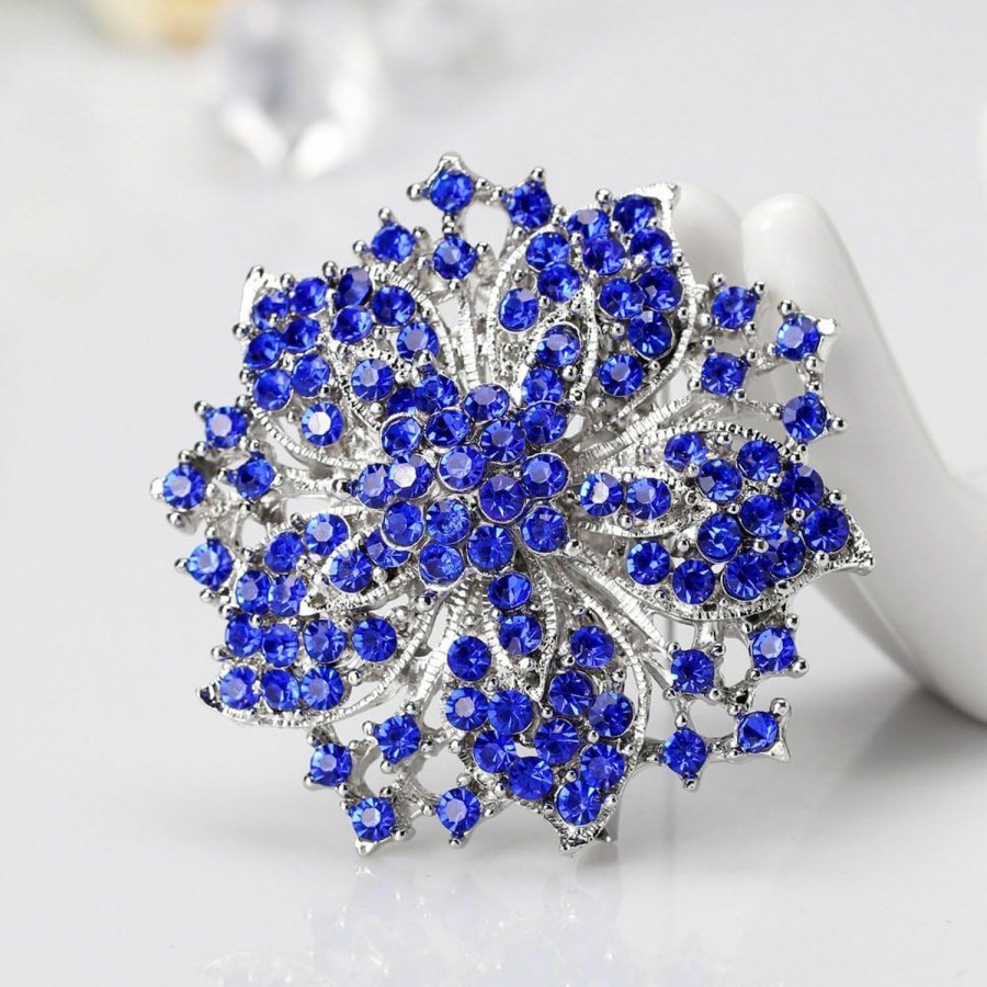 Axmerdal Axmerdal Wedding Bridal Big Crystal Rhinestone Bouquet Brooch Pin For Women (Silver) Best