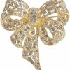 NewZenro Vintage Big Bow Knot Rhinestones Sparkly Brooches Pins Delicate Ribbon Bow Brooch Classic For Wedding Party Dance Banquet For Women Ladies Girls Dainty Elegant Beautiful Lapel Pins Dress Suit Shirt Ceremony Clothes Accessories Jewelry Mother'S Day Valentine'S Day Decor Christmas Birthday Gifts New