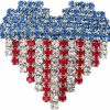 EUDAIMIA Eudaimia Heart Brooch Pins American Flag Patriotic Crystal Rhinestone Lapel Brooches For Women Fashion Jewelry Gift Blue Best