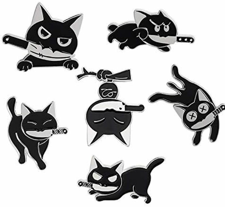 GYAYU Black Cat With Knife Enamel Pins Set,Cute Cartoon Brooch Pins Enamel Brooches Lapel Pins Badge For Women Girls Children For Clothing Bag Decor Wholesale