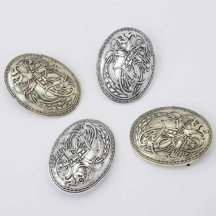 Marsrut (4Pcs) Brooch Pin Set With Viking Norse Shield Design For Medieval Costume: Small Buckle, Clasp, Clip & Fasteners For Clothes, Scarf, Cloak, Jewellery, Chain & Apron Dress For Women And Men Hot