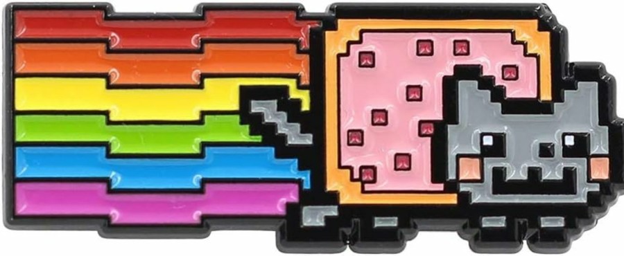 Real Sic Real Sic Nyan Cat Enamel Pin - Rainbow Cat With Pop-Tart Meme Pin - Lgbt Pride Kawaii Cat Pin For Jackets, Backpacks, Hats, Bags & Tops Clearance