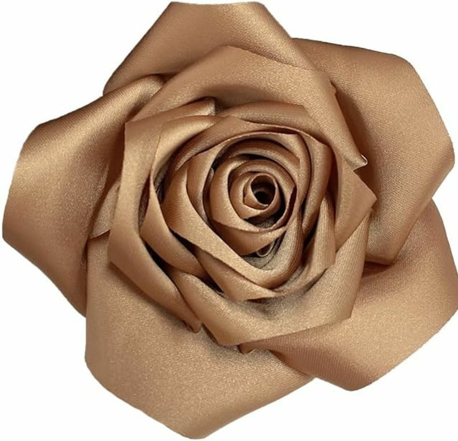 NewZenro Dainty Satin Rose Flower Large Brooch Lapel Pins Delicate Elegant Handmade Fabric Flower Brooches Pin Classic For Wedding Party Dance Banquet For Women Men Dress Suit Ceremony Clothes Accessories Jewelrygifts 110Mm Clearance