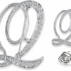 SINNKY Sinnky A-Z Woman'S Letter Initial Brooch Pins, Silver Clear Crystal Rhinestone Breastpins Letter Stocking Pins For Gifts 2Size/Package Online