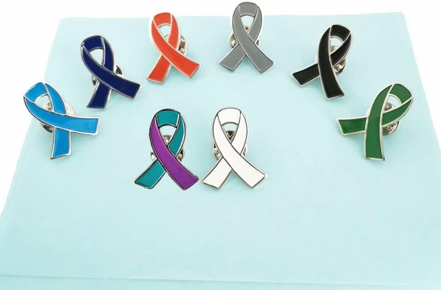 Mzztino 20/50Pcs Suicide Prevention Awareness Ribbon Pin Purple & Teal Awareness Enamel Lapel Pin New