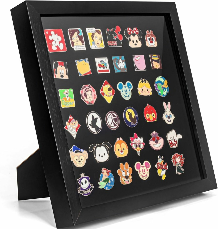 tutata Enamel Pin Display Frame, 11X11 Shadow Box For Wall And Tabletop Display, Pin Collection Display, Pin Holder, Black Best