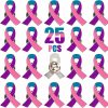 Alodidae 25Pcs Pink Purple Teal Ribbon Pin Thyroid Cancer Awareness Products New