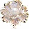 GUMEGE Peony Flower Brooch Vintage Pearl Brooch Lady Oil Drip Alloy Corsage Elegant Bezel Flower Pearl Brooch Banquet Wedding Exquisite Jewelry Gift Suitable For Female Friends Online