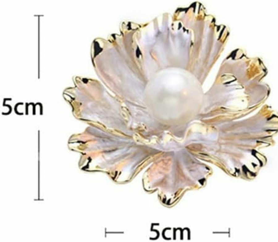 GUMEGE Peony Flower Brooch Vintage Pearl Brooch Lady Oil Drip Alloy Corsage Elegant Bezel Flower Pearl Brooch Banquet Wedding Exquisite Jewelry Gift Suitable For Female Friends Online