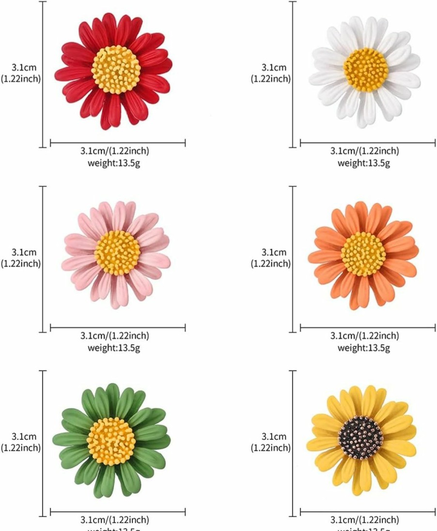 MEEDOZ Meedoz Multicolor Enamel Daisy Flower Lapel Jewelry Brooch Pin Set For Women Clothes Collar Dress Scarf Bag Daily Decoration Best