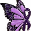 KAWADU Domestic Violence Awareness Badge Peace Courage Survival Purple Ribbon Butterfly Enamel Pin Self-Protection Survivors Jewelry Clearance