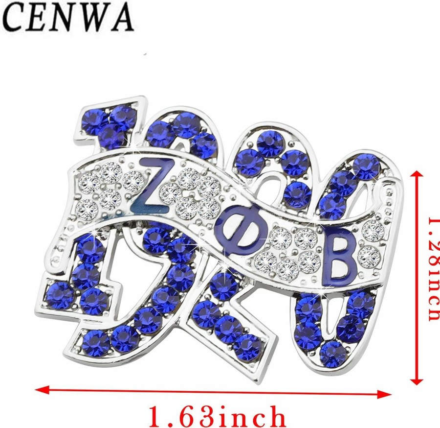 CENWA Cenwa Zeta Rhinestone Brooch Pin Sorority Jewelry Gift For Finer Women Best